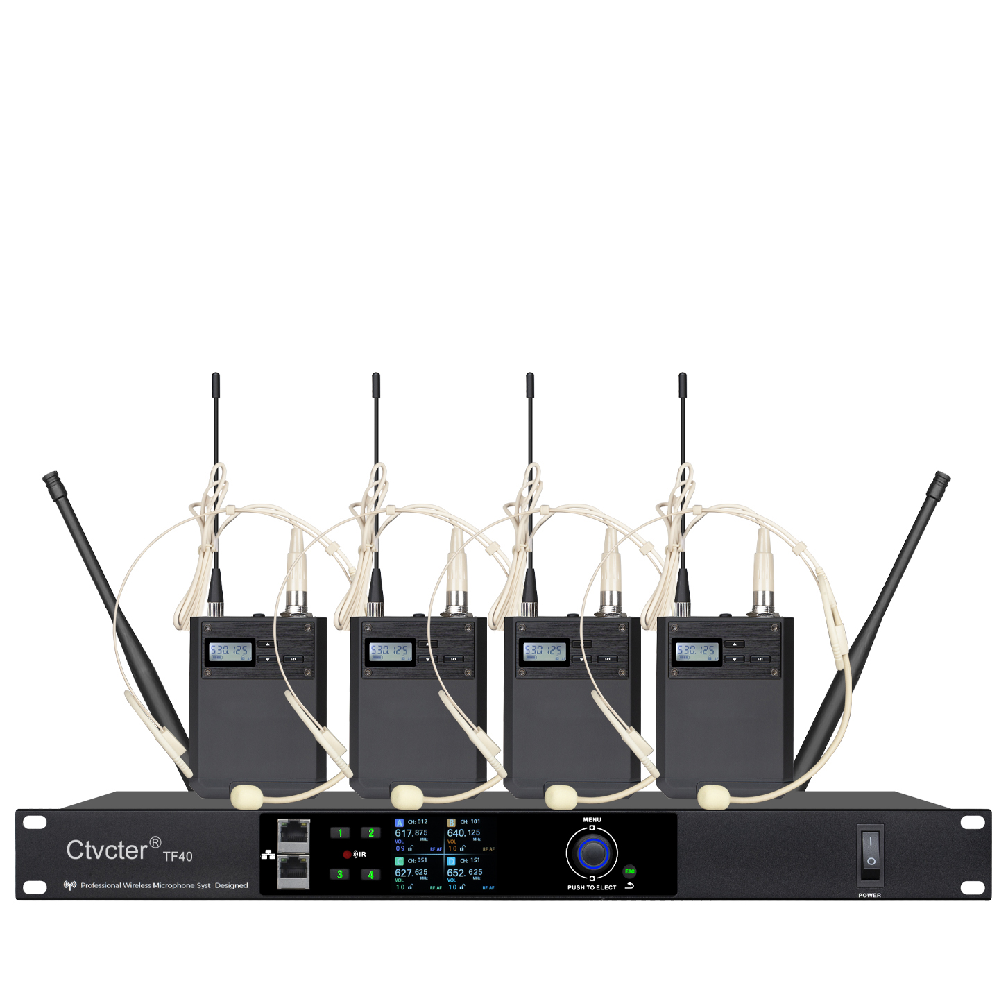 TF40一拖四无线腰包肤色头戴话筒