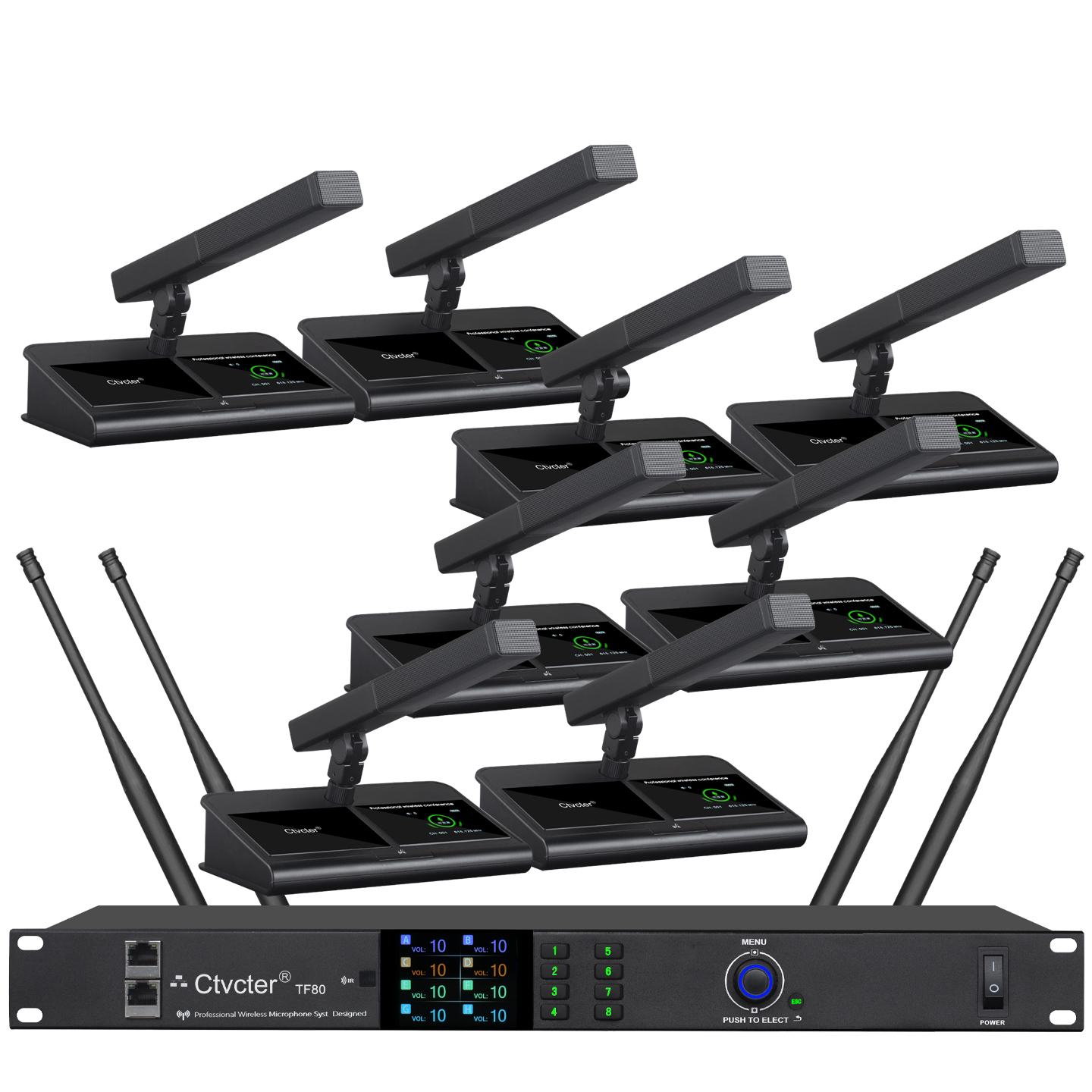 TF80一拖八无线方杆会议话筒