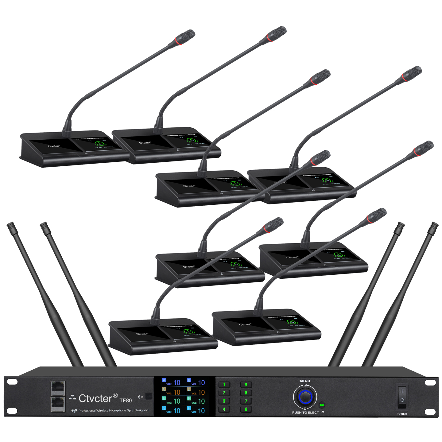 TF80一拖八无线鹅颈会议话筒